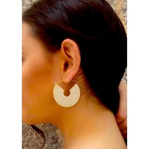 18k gold plated bohemian circle disc earrings